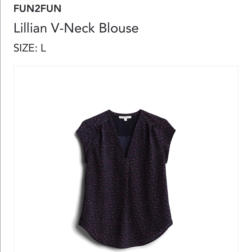 NWT FUN2FUN Navy V-Neck Blouse